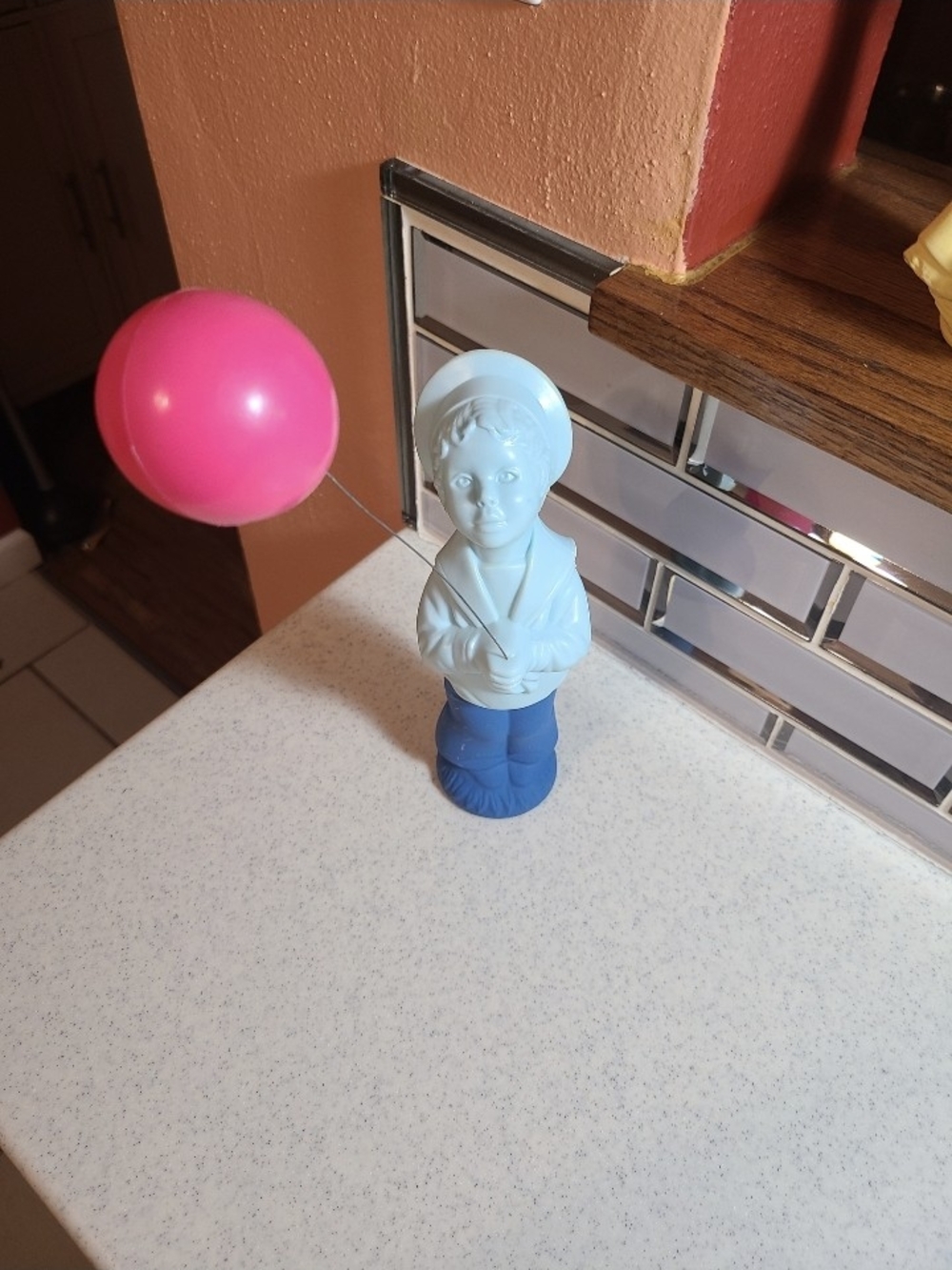 Avon Blue Sailor Figurine with Pink Balloon Empty Collectible Bottle